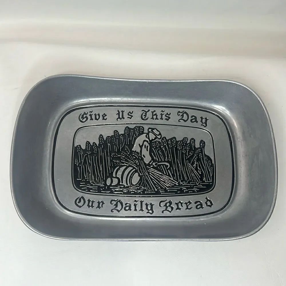 Wilton Armetale Tray Give Us This Day Our Daily Bread Cooking Serving Food Drink